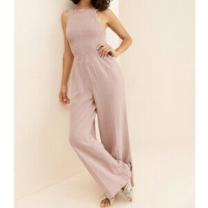 Faherty Diego Wide Leg Jumpsuit in Mauve